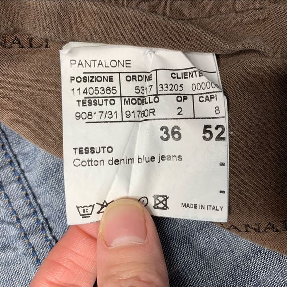 Men's Canali Jeans Size US 36 / Italy 52 Cotton Blue Denim Embroidered Logo - Picture 4 of 13